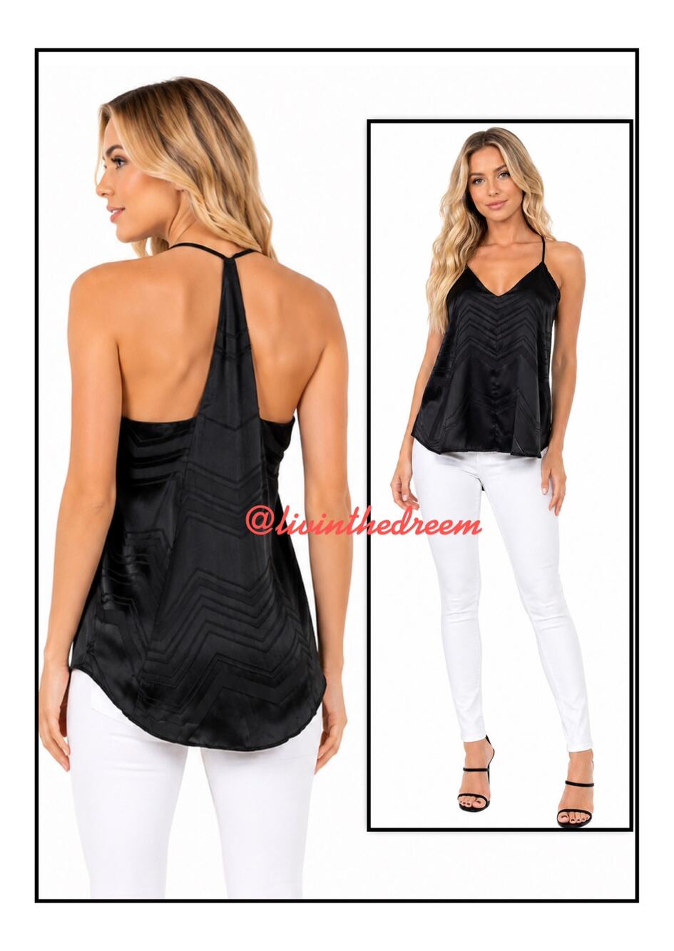 ELLA MOSS BLACK SILKY T-BACK CAMISOLE
TOP SZ S $159
